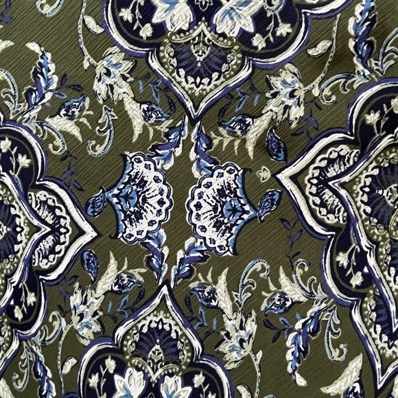 ♥️Westport Gypsy Olive Green & Blue Paisley Maxi Skirt Medium - Picture 2 of 11